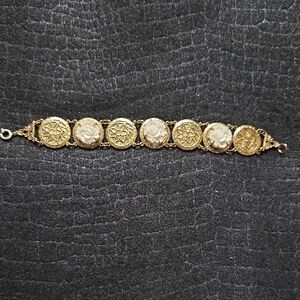 Vtg Goldtone Panel Bracelet